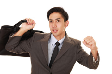ガッツポーズのビジネスマン