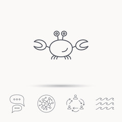 Crab icon. Cancer shellfish sign.