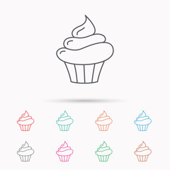 Cupcake icon. Dessert cake sign.