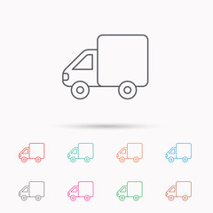 Delivery truck icon. Transportation car sign.