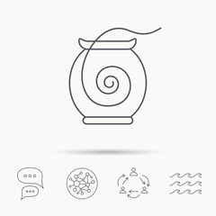 Dental floss icon. Teeth cleaning sign.