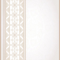 Vintage golden lace seamless border on a light beige background.