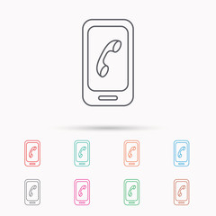 Smartphone icon. Cellphone with touchscreen sign