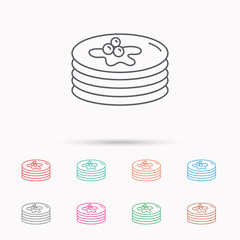 Pancakes icon. American breakfast sign.