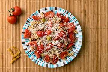 Tuna salad with tomatoes and olives