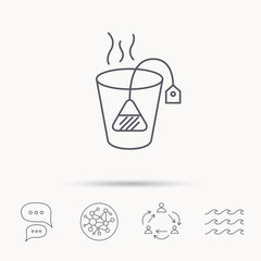 Tea bag icon. Natural hot drink sign.