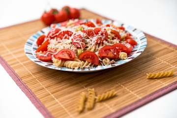 Tuna salad with tomatoes and olives