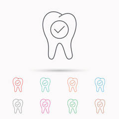 Check tooth icon. Stomatology sign.