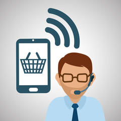 Illustration design of call center, editable vector