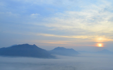 Fototapeta na wymiar Mountain In Fog