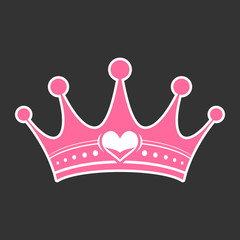 Pink princess crown heart
