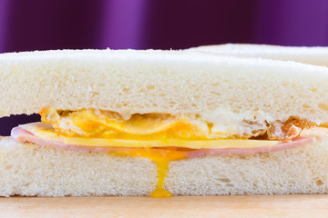 Ham Cheese Sandwiches with Fried egg Details