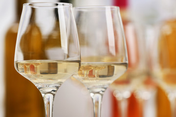 Glasses of white wine closeup