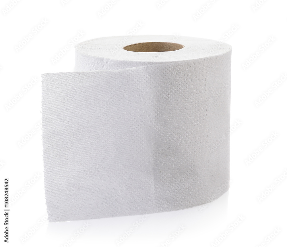 Wall mural toilet paper on white background