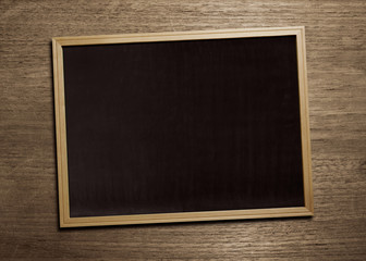 black board on wood table
