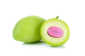Green marian plum or maprang isolated on white