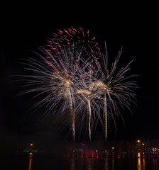 Fireworks, light and sound show water curtain celebration.
