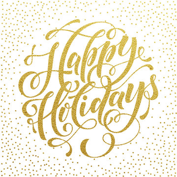 Happy Holidays Gold Text  For Greeting Card, Invitation