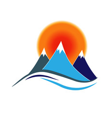 Mountains  and sun logo
