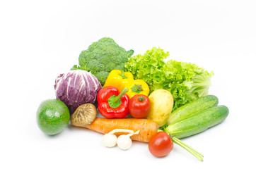 collection vegetables isolated on a white background