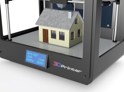 3d Printer And House Building, Concept