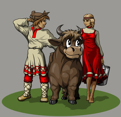 Свидание
Встреча влюбленной пары во время работы в деревне