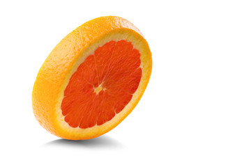 ripe orange sliced fruit isolated on white background