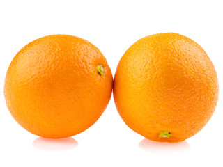 two ripe oranges isolated on white background