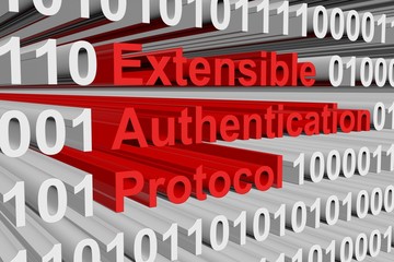 Extensible Authentication Protocol in the form of binary code, 3D illustration