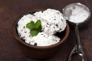 vanilla ice cream with chocolate chips - straciatella