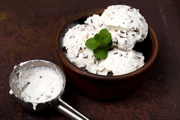 vanilla ice cream with chocolate chips - straciatella
