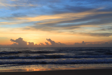 sunrise sky in the morning with colorful cloud on the beach