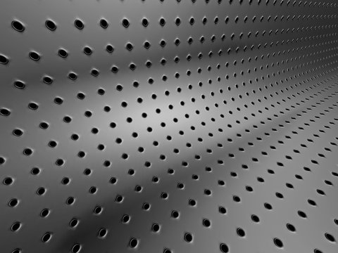 Abstract Metallic Silver Background Perforated By Many Little Ho © VERSUSstudio