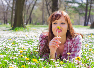 Happy Beautiful Spring Young Woman