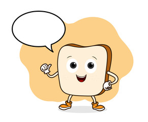 Bread Vector, a hand drawn vector illustration of a smiling bread with blank narration bubble (all objects are on separate groups for easy editing).