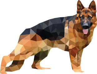 German shepherd dog lowpoly polygon vector