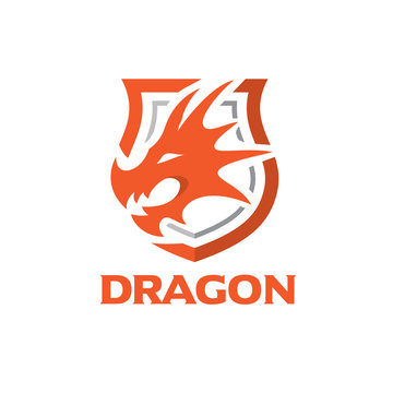 Dragon Head with Shield Logo Template