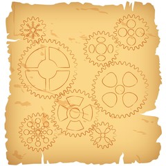 Old paper and connected gear.