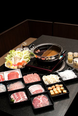 Sukiyaki Fresh Beef pork slices, Vegetable, Dinner Set