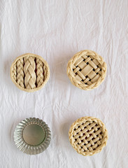 fresh baked mozzarella cheese and cherry tomatoes pie with a lattice crust