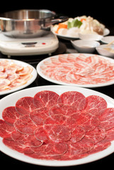 Sukiyaki Fresh Beef pork slices, Vegetable, Dinner Set