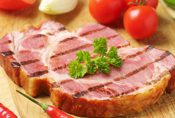 Grilled pork steak