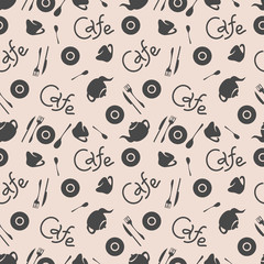 Seamless pattern. Cafe stylish background. Vector repeating texture. Logo