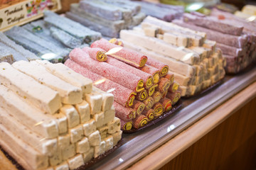 Turkish  Delight in the assortment in the shop window