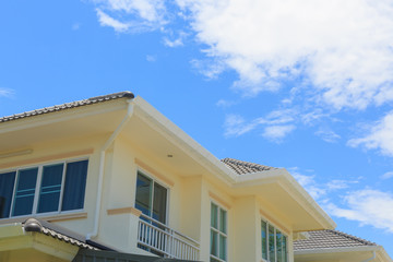 new modern house with clear blue sky background