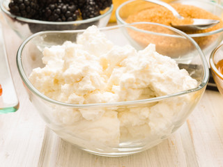 bowl of cottage cheese with other products