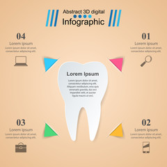 Abstract 3D digital illustration Infographic. Tooth icon.