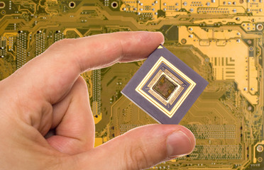 Microprocessor in hand over printed circuit board