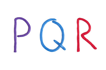 Plasticine handmade letters, P,Q,R,