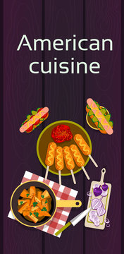 Junk Fast Food American Cuisine Set Banner With Copy Space 